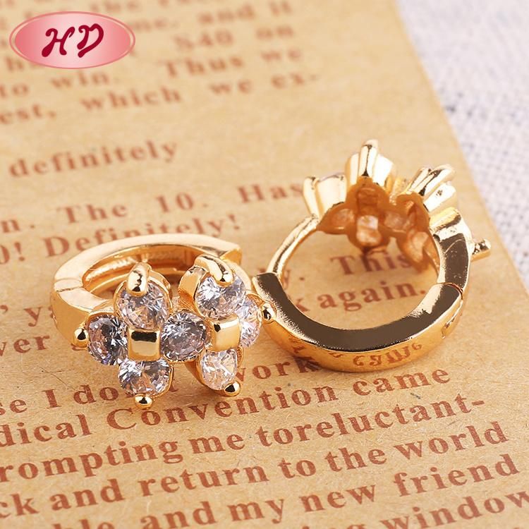Wedding Jewelry 18K Gold Plated Fashion Drop Huggies Earring for Women