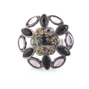 New Flower Black Rings for Women Fashion Jewelry Gift Elegant Princess Grey Stone Czech Zircon Engagement Ring Factory Price