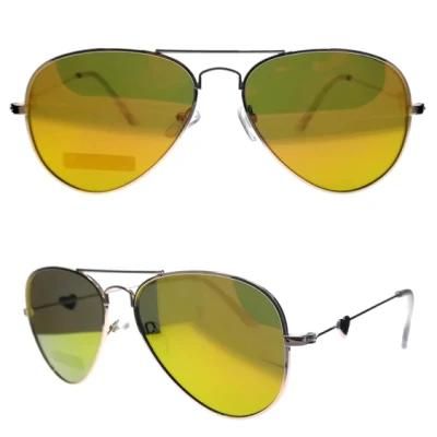 New Pilot Style Metal Sunglasses with Heart Temple