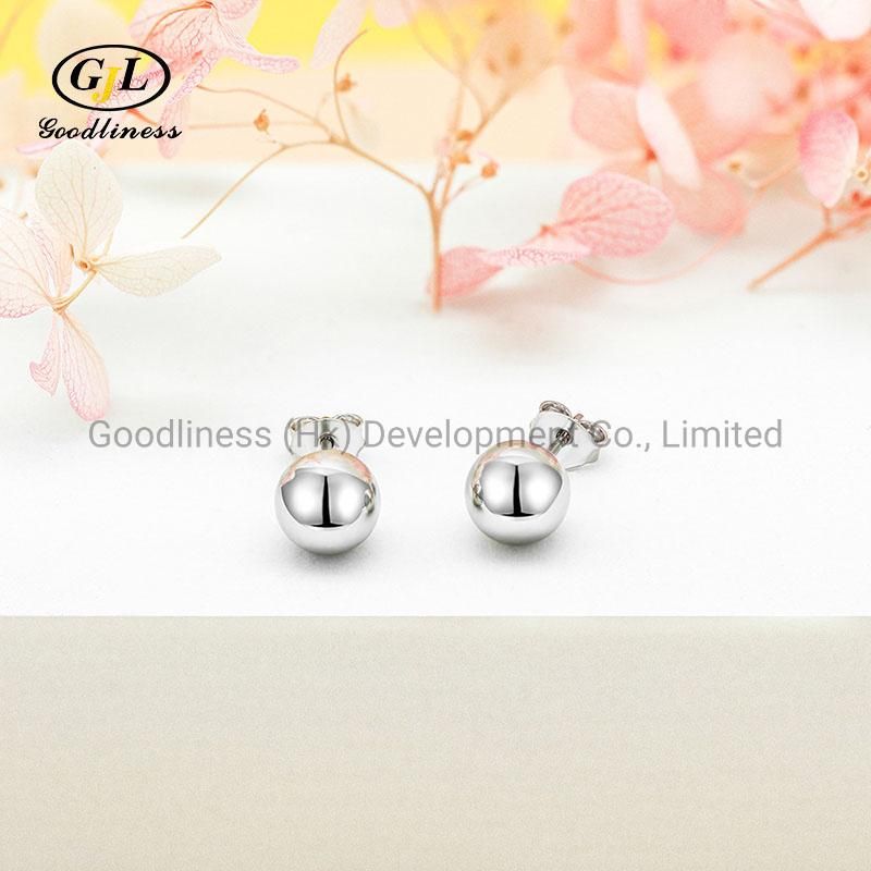 Fashion Bead Ball Shape Silver Earring Stud Jewelry