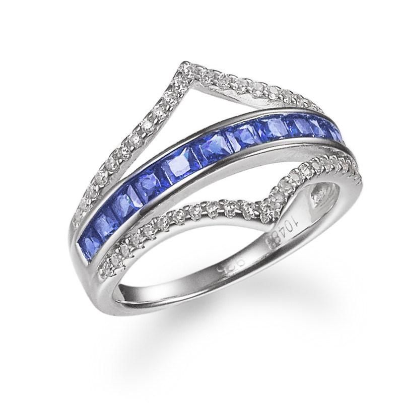 Wholesale 925 Sterling Silver Rainbow CZ Ring