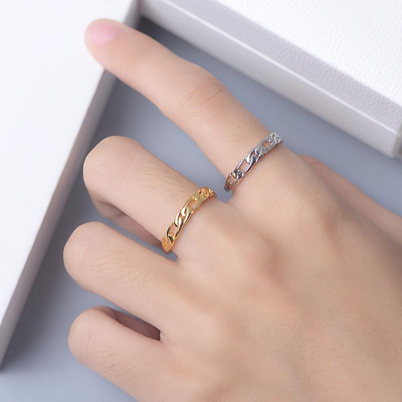 Fashion Women Jewelry Solid 925 Sterling Silver Cuban Chain Ring