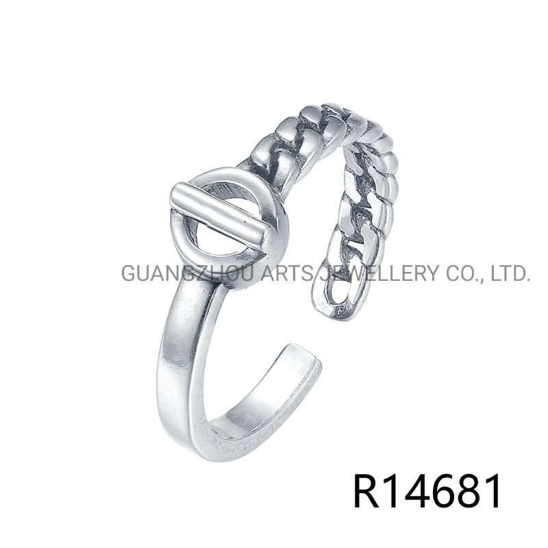 925 Sterling Silver Clasp Design Round Finger Ring