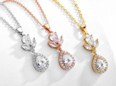 Wedding Pear Necklace Jewelry Set, Bridal Necklace Jewelry, Bridesmaid Jewelry, Factory Direct Wholesale, Rose Gold Neckalce