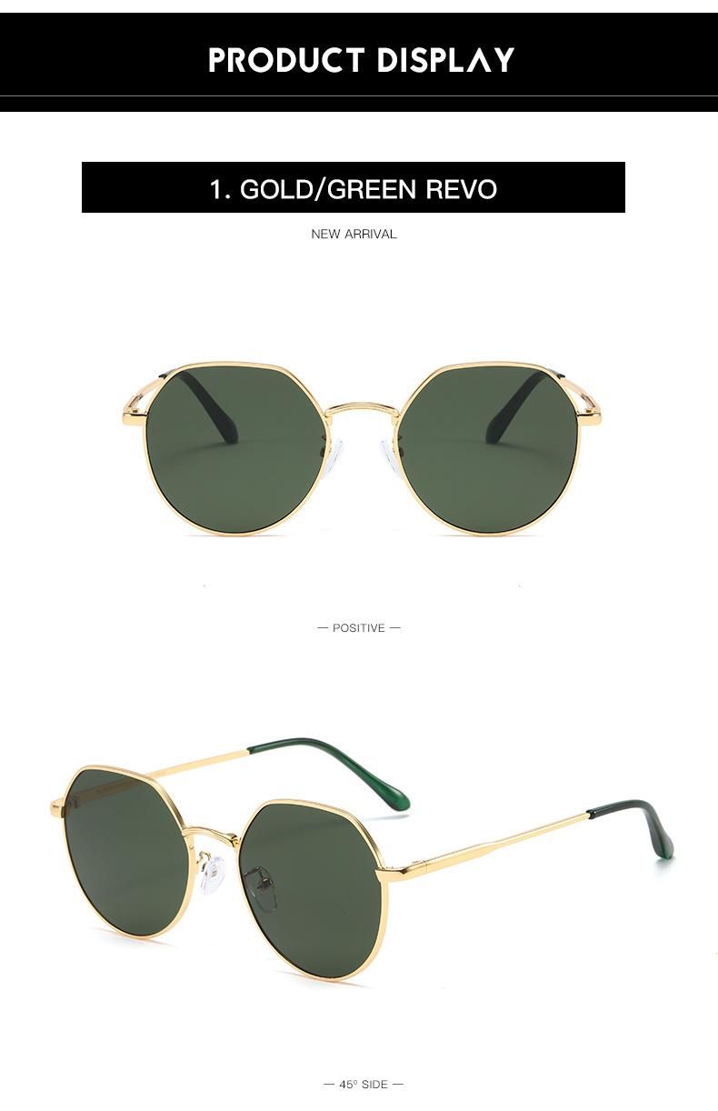 Women Mens High Quality Fashion Gold Metal Unisex Vintage Round Sunglasses