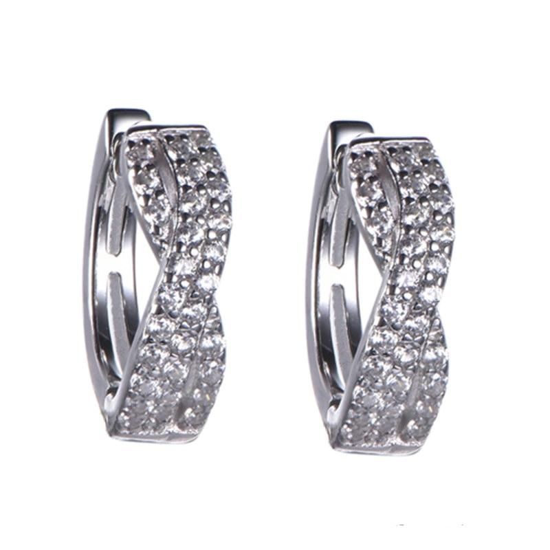 925 Silver and Brass CZ Fashion X Shaped Earring