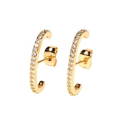 Fashion 18K Gold Plated White Colored Stone Crystal Zircon Cuff Earrings