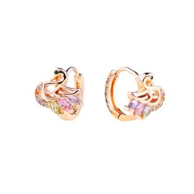 Lady 14K 18K Gold Plated Imitation Oro Laminado Crystal Earrings for Party Decoration