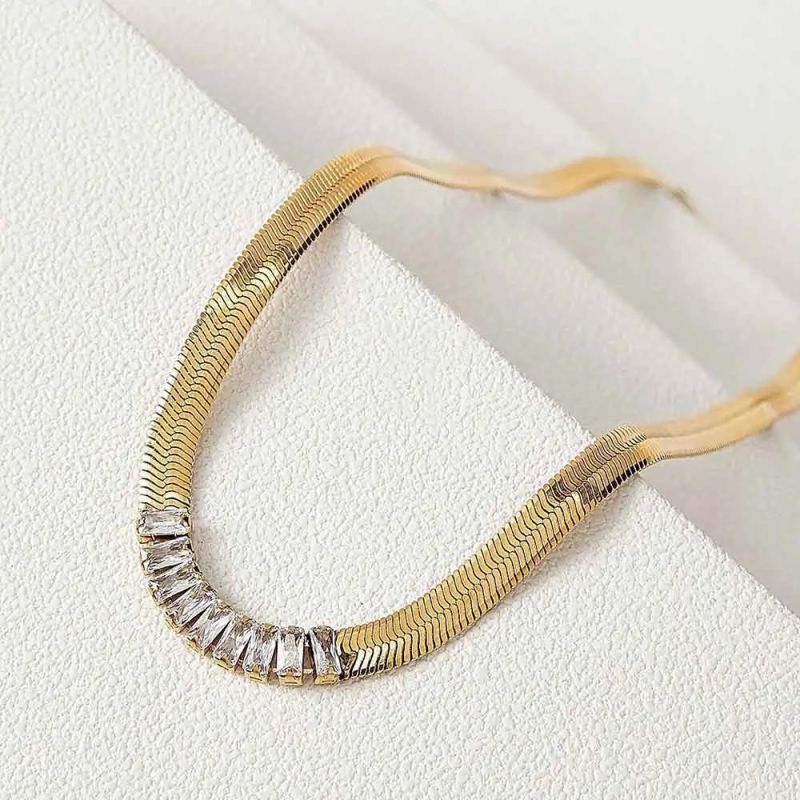 Manufacturer Customized Fashion Zircon Jewelry High Quality Fadeless Gold Filled Bracelet Cheap Stainless Steel Zircon Bracelet for Women
