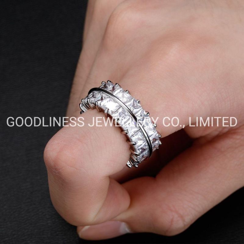 Iced out Two Row CZ Rings Hip Hop Rapper Jewelry