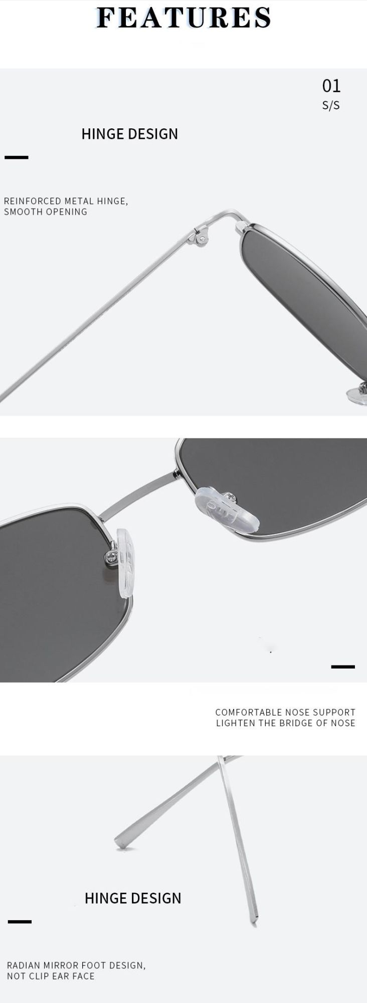 2022 New Small Rectangle Retro Fashion Men&Women Brand Designer Red Metal Frame Clear Lens Sun Glasses Shades Sunglasses