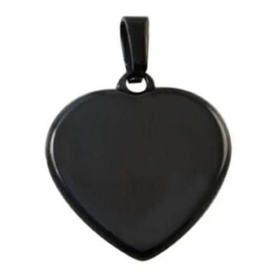 Black Stainless Steel Heart Couples Engraving Pendants