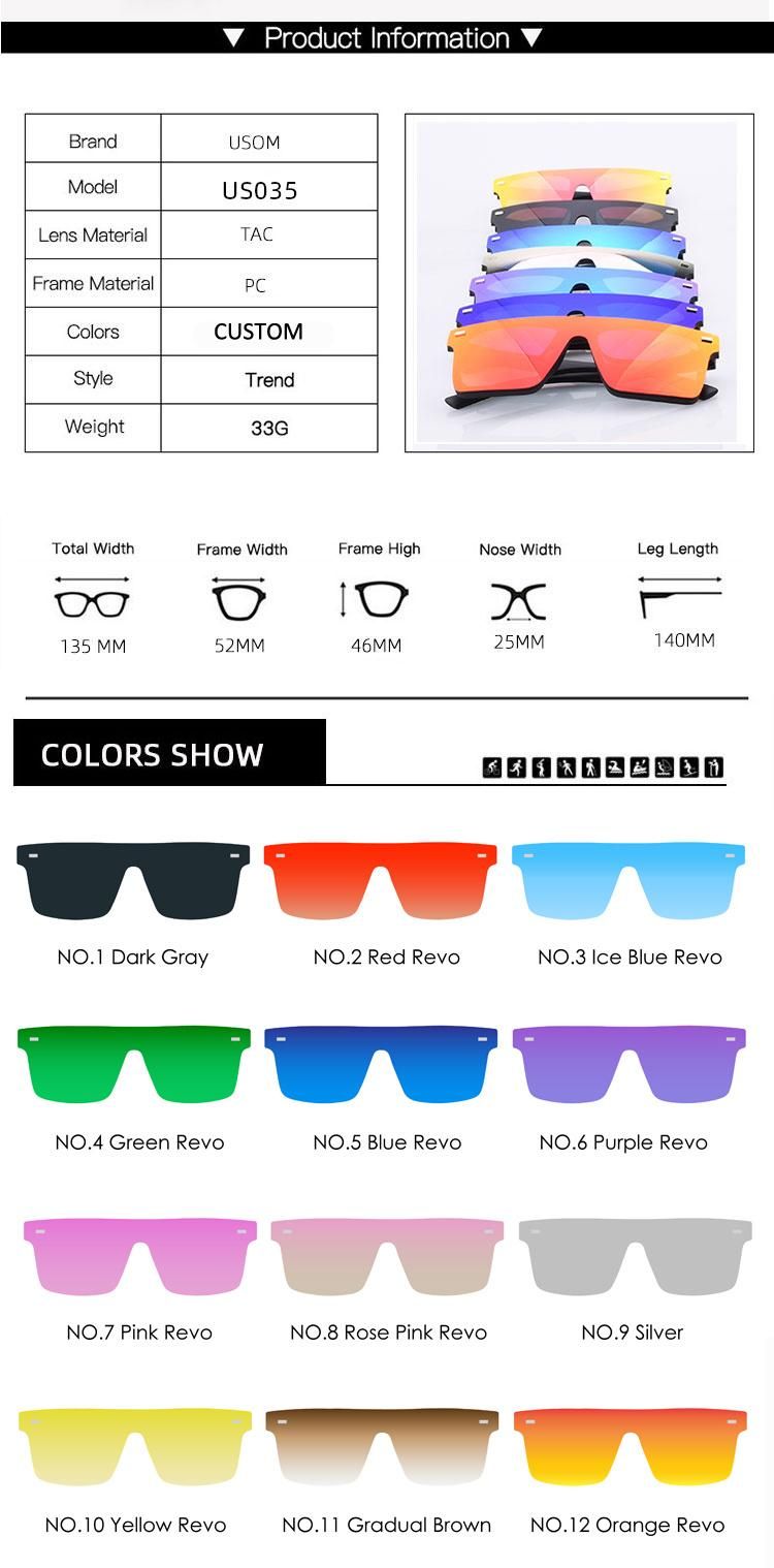 Usom 2022 New Arrival Flat Top Square Sun Glasses Shades Men Women Sunglasses