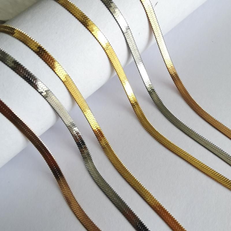 Factory Wholesale Solid Flexible Flat Herringbone Chain Fashion Necklace for Bracelet Anklet Fashion Jewelry