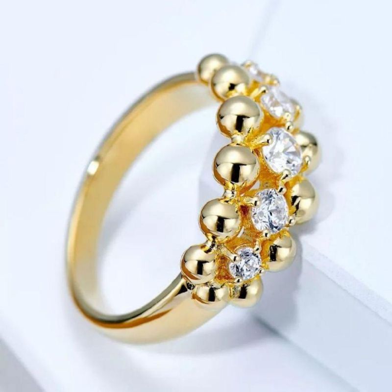 925 Sterling Silver Jewelry Finger Trendy Enamel Eternity 18 Gold Plated Beads Ring Women Luxury Wedding Ring