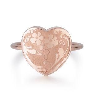 Rose Gold Matte Finished Heart Shaped Signet Ring Women