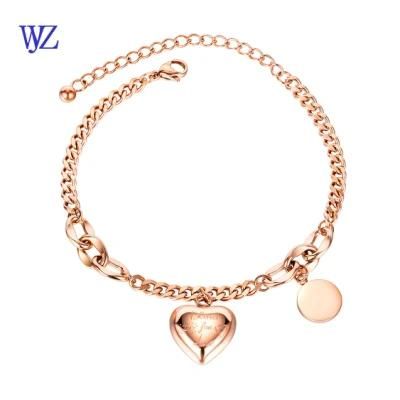 Stainless Steel Jewelry Factory Lady Bracelet with Heart Accessories Female Jewelry Manufacture