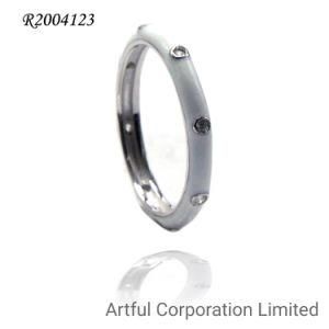 Fashion Jewelry Silver Ring in White Enamel Fashion Rings