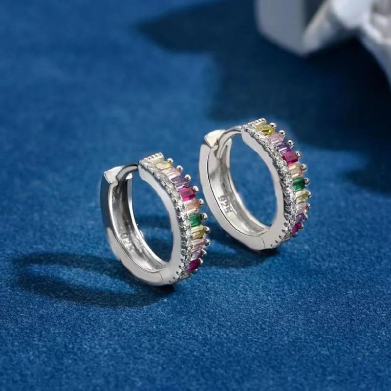 Europe and America Cross-Border 2022 Summer New Design Color Zircon Earrings 925 Sterling Silver Earrings