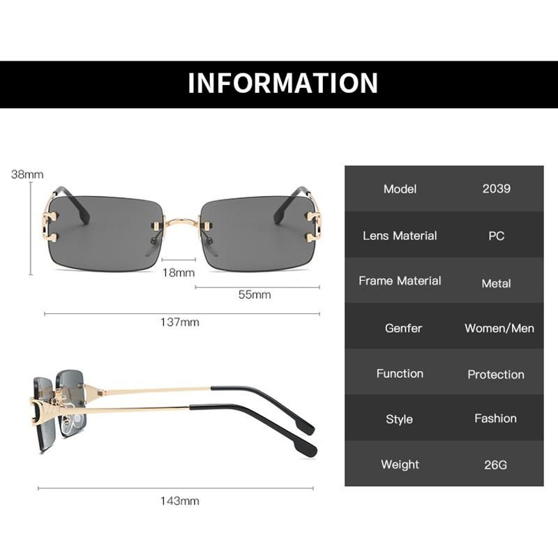 2021 Brand Oversized Metal Sunglasses Luxury Semi Rimless Sunglasses Women Luxury Shades Sunglasses for Women