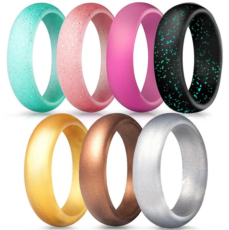 Silicone Soft Wedding Band Engagement Finger Rubber Rings for Men Women