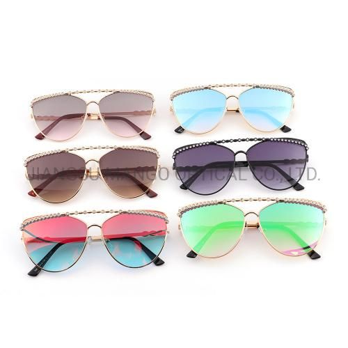 Double Bridges Diamonds Eyebrow Lady Sunglasses