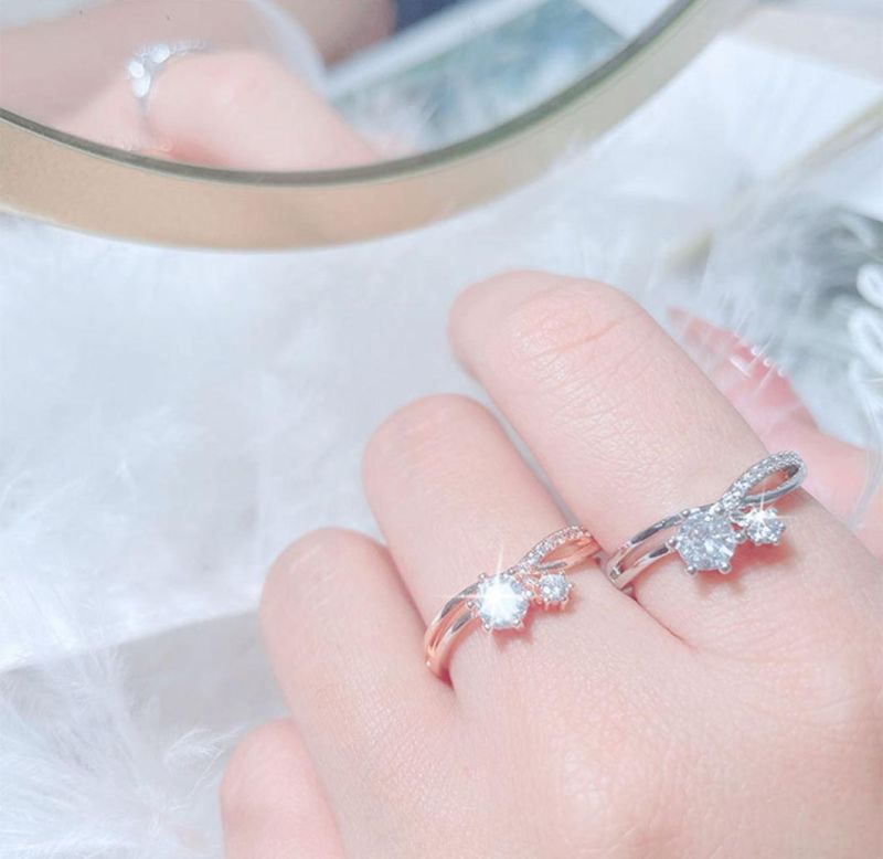 Fashion Jewelry Pave Cubic Zirconia Korea Style Small Design Ring