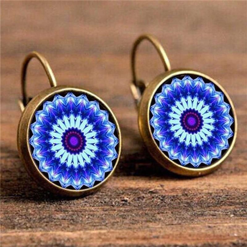 Flower Fashion Drop Earrings Girl Gift Round Earings Vintage Jewelry