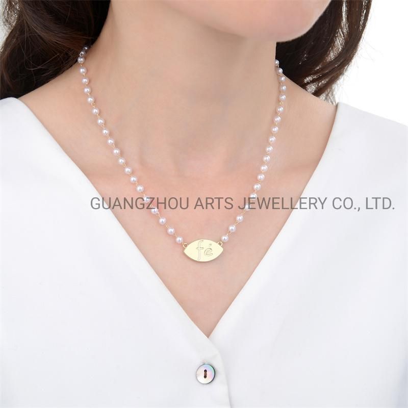 Classic Jewelry Leave Shape Stackable White Pearl Necklace