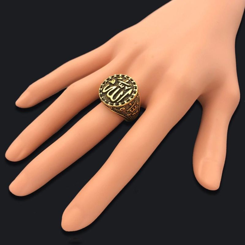 Stainless Vintage Silver Muslim Arabic Islam Religious Rings