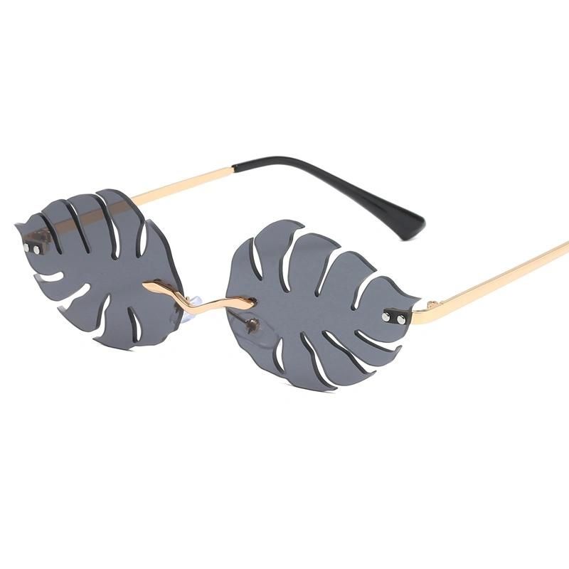 New Personalized Fashion Leaf Sunglasses for Women Metal Sunglasses for Men Candy Colored Glasses