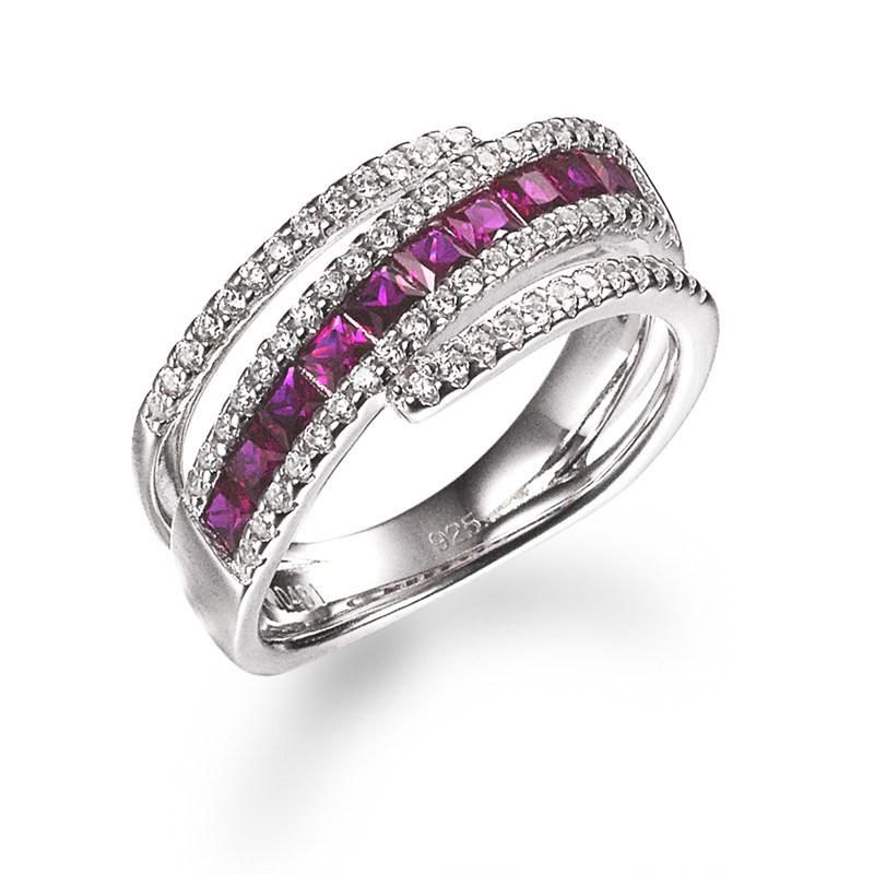 Hot Sale 925 Sterling Silver Rainbow CZ Ring