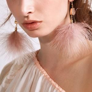 Costume Fashion Pink Plush Feather Cute Feather Jewelry Earring