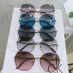 Rimless Vintage Fashion Sunglasses, Polygon Ladies Sun Glass