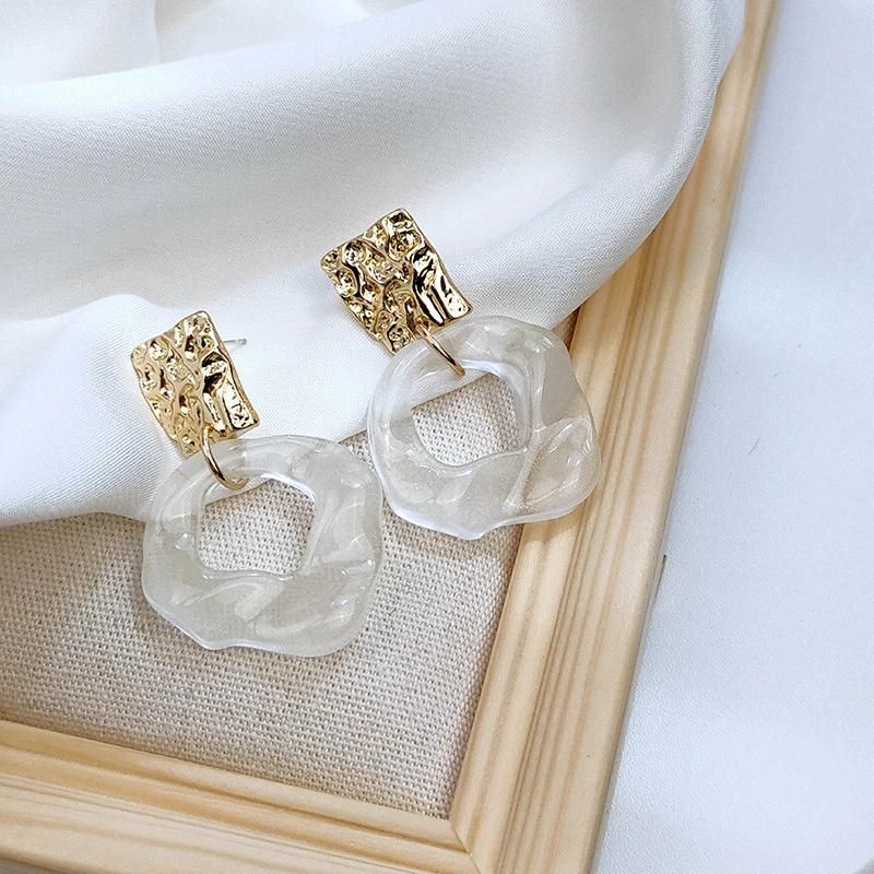 Fashion Jewelry 925 Silver Earrings Clear Resin Earrings