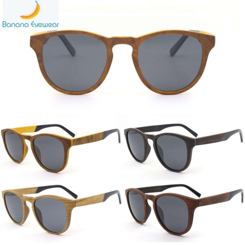 Retro Round Nature Wooden Sunglassess Polarized Sunglasses UV400 Lens Sun Glasses