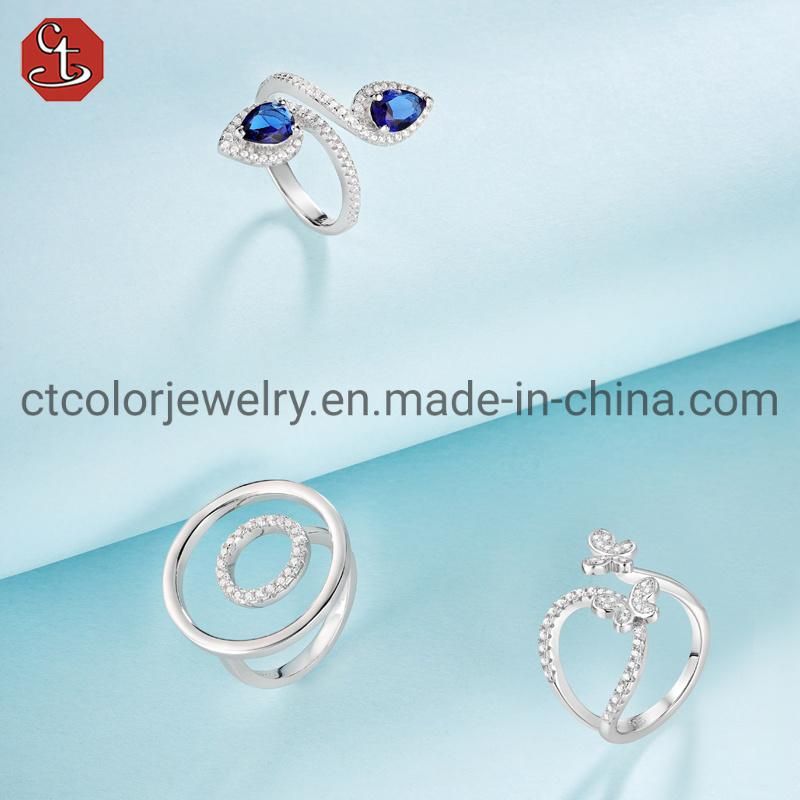925 Silver Circular Creative Ring New Opening Adjustable Simple Design Ring