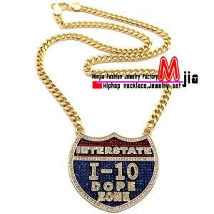 New Iced out I-10 Dope Zone Pendant 30&quot; Cuban Link Chain Hip Hop Necklace XP690