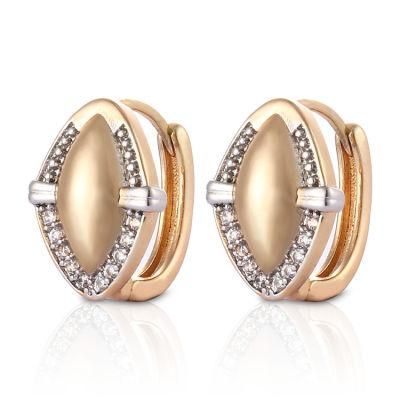 Costume Fashion Women 14K 18K Gold Plated Imitation Jewelry with CZ Pearl Huggie Hoop Earring