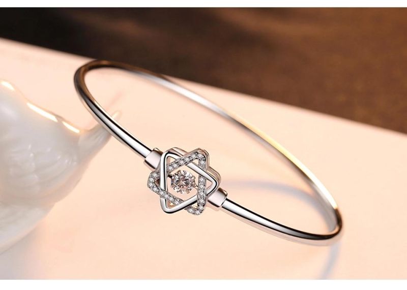 Fashion Six-Pointed Star Zircon Sliver Women and Men Bracelet