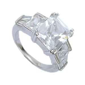 Silver Ring 925 Sterling Princess Cut CZ Valentine Birthday Gift