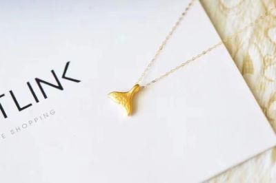 Gold 999 Dolphin Tail Necklace China Donghai Crystal