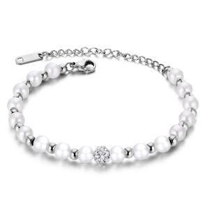 Fashion Jewelry Adjustable Pearl Stainless Steel Women Bracelet
