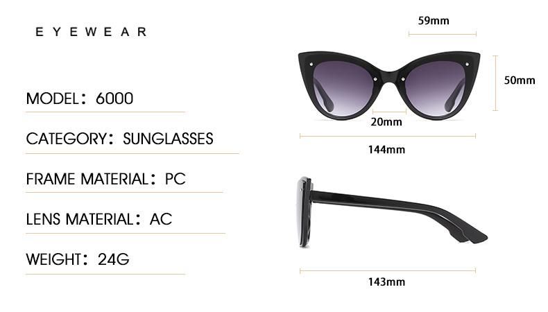 Fashion Sunglassesbig Frame Cat Eye Sunglasses Female European and American Trend Ins Colorful Sunglasses