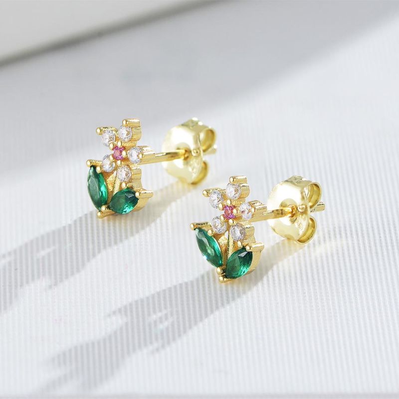 925 Sterling Silver Earrings Flower Cubic Zirconia Stud Earrings Luxury Hypoallergenic Stud Earrings Piercing Jewelry for Women