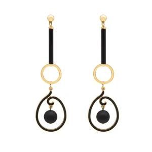 Women Fashion Jewelry Accessories Bohemian Black Drop Earrings