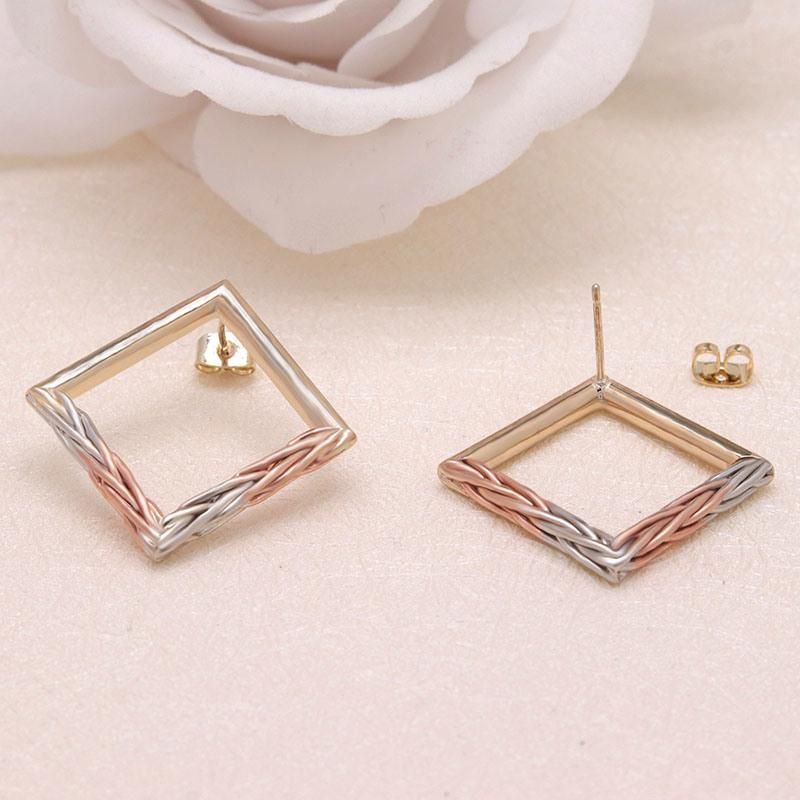 Wholesale Fashion Geometric Three-Color Girl′s Stud Earrings