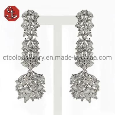 Luxury Brass Jewelry 925 Sterling Silver Earrings Cubic Zircon Jewelry Sets