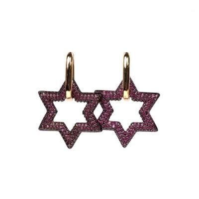 Trendy Copper Pentagram Rhinestone Five Pointed Star Ear Cuff Dangle Drop Earring