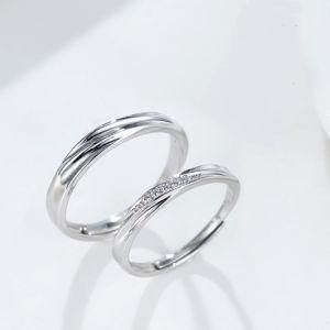 New S925 Sterling Silver Pair Ring Opening Adjustable Personality Element Ring